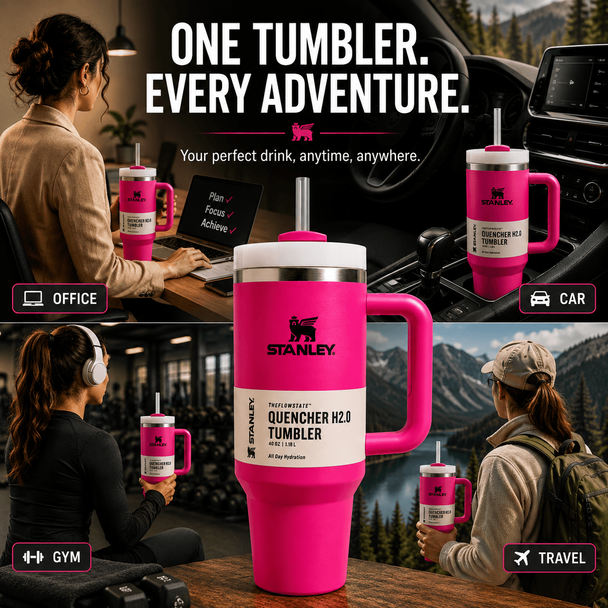 Stanley Adventure Quencher 40oz Tumbler - Hot Pink