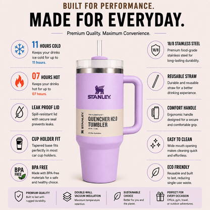 Stanley Adventure Quencher 40oz Tumbler - Lavender Purple | Insulated Tumbler | Billara